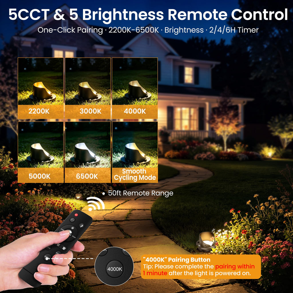 Low Voltage Landscape Lighting Kit, 2200K-6500K Well Lights 12Pack