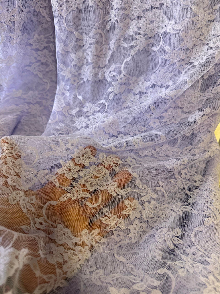 ADFabric, Lace, Floral Vintage Look 4-Way Stretch lace 58" Wide, Sold by Yard in Continuous Yards. (Lilac)