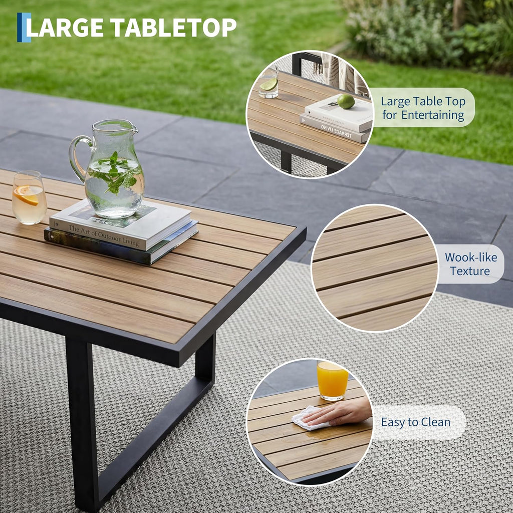 4-Piece Aluminum Patio Furniture Set with Coffee Table, Outdoor Sectional Conversation Set with Washable