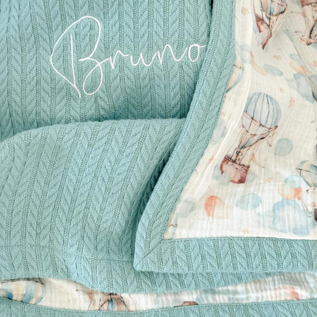 Personalized Baby Blanket with Name - 100% Organic Cotton Newborn Gift | Custom Knit Blanket for Boys, Girls, Kids &