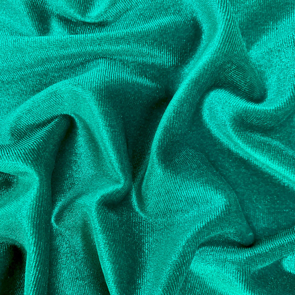 Princess Jade Green Polyester Spandex Stretch Velvet Fabric - Yard - 10001