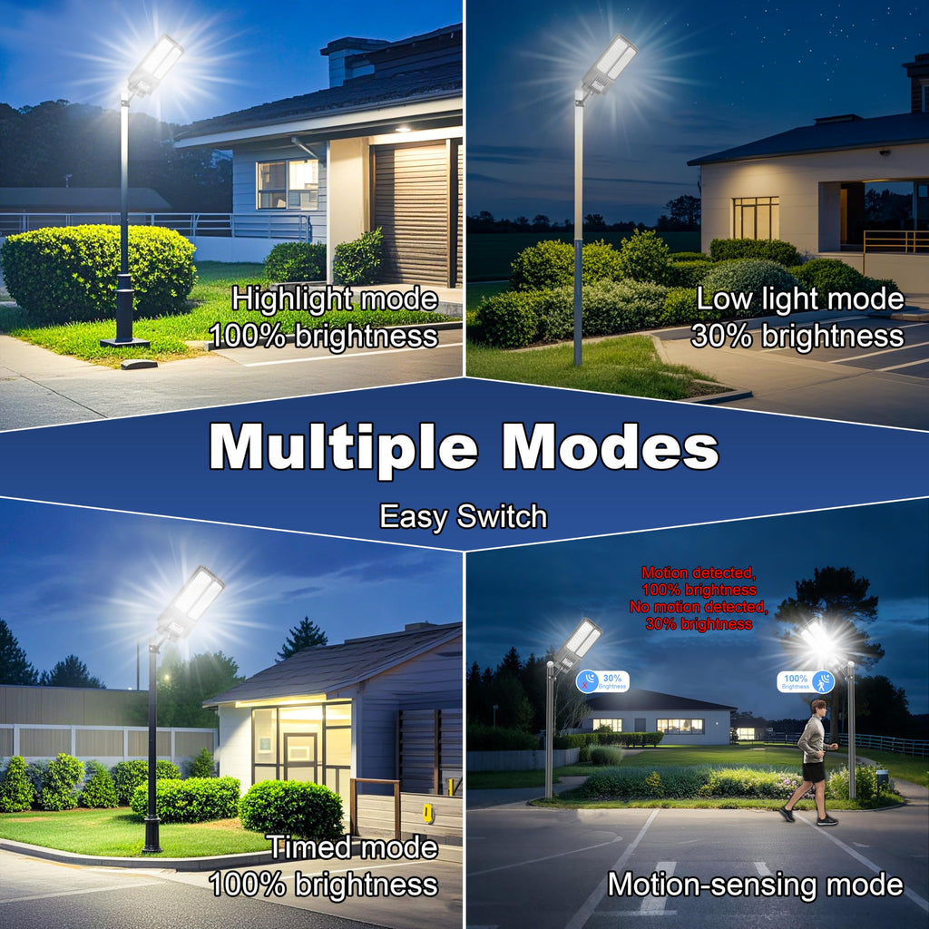 2026 New Solar Street Light, Solar Street Lights Outdoor Waterproof Dusk to Dawn 7000K LED Security Flood Light with