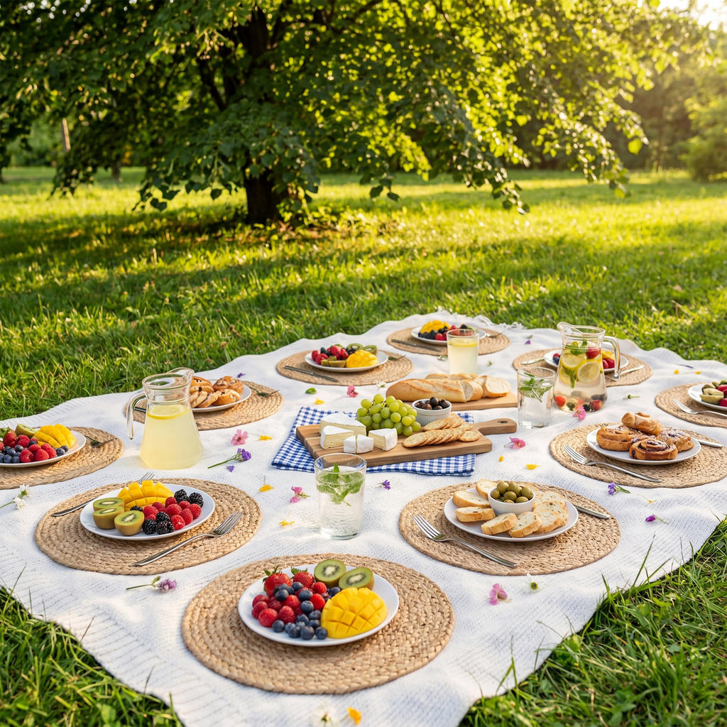 Round Jute Placemats, Set of 8, 13 Inch