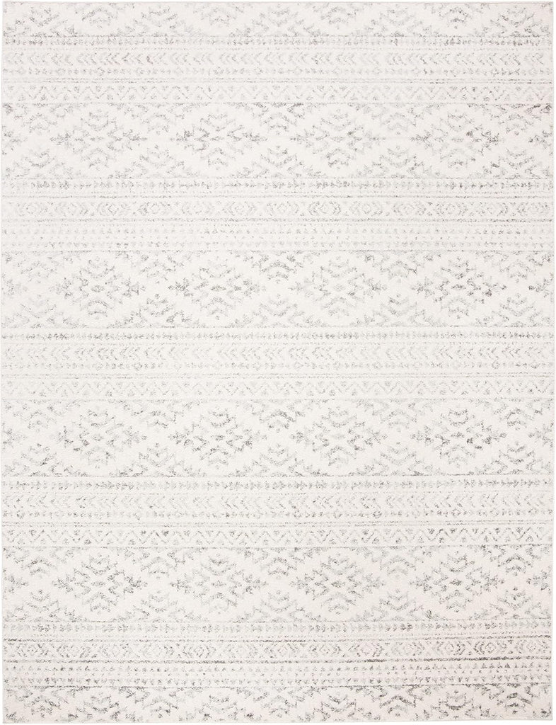 Area Rug 12x15 - Tulum - Large - Ivory & Grey, Moroccan Boho Tribal Design, Non-Shedding & Easy to Clean