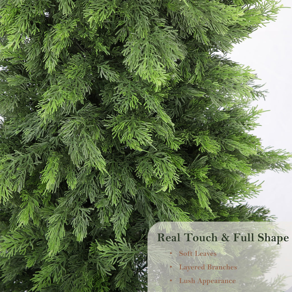 4ft UV Resistant Topiary Trees Artificial Outdoor with Urn Planter & Soft Real Touch Leaves, 48in Lifelike Faux Cedar