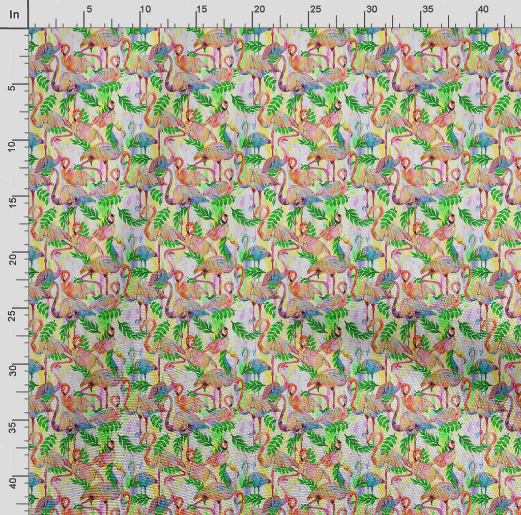 Multicolor Cotton Jersey Fabric Flamingo Bird Print Fabric by Yard 58 Inch Wide