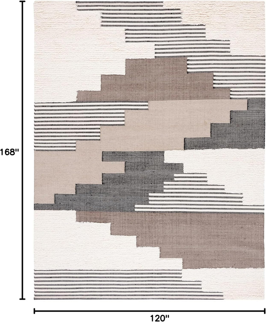 Kenya Area Rug - 10' x 14', Black & Ivory, Handmade Southwestern Wool