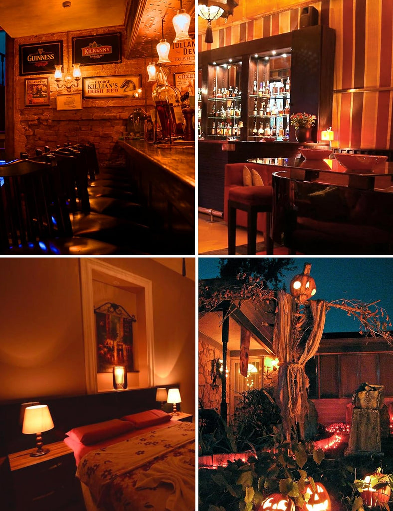A19 Orange Colored LED Light Bulbs: 9W E26 Equivalent 60W