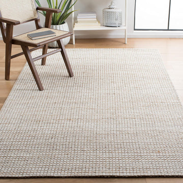 Natural Fiber Collection Area Rug - 8' Square, Natural & Ivory, Handmade Farmhouse Jute & Wool, Ideal for High