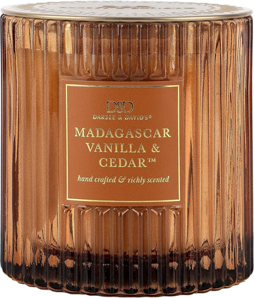 Darsee & David's, Madagascar Vanilla & Cedar Ribbed Candle, 10 Ounces - Set of 10