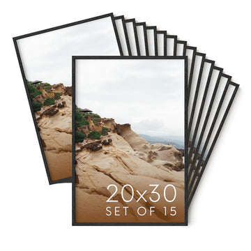 20x30 Black Oak Wood Picture Frames Set of 15 - Premium Bulk Picture Frames 20x30 Bundle - Elegant Gallery Wall Frame