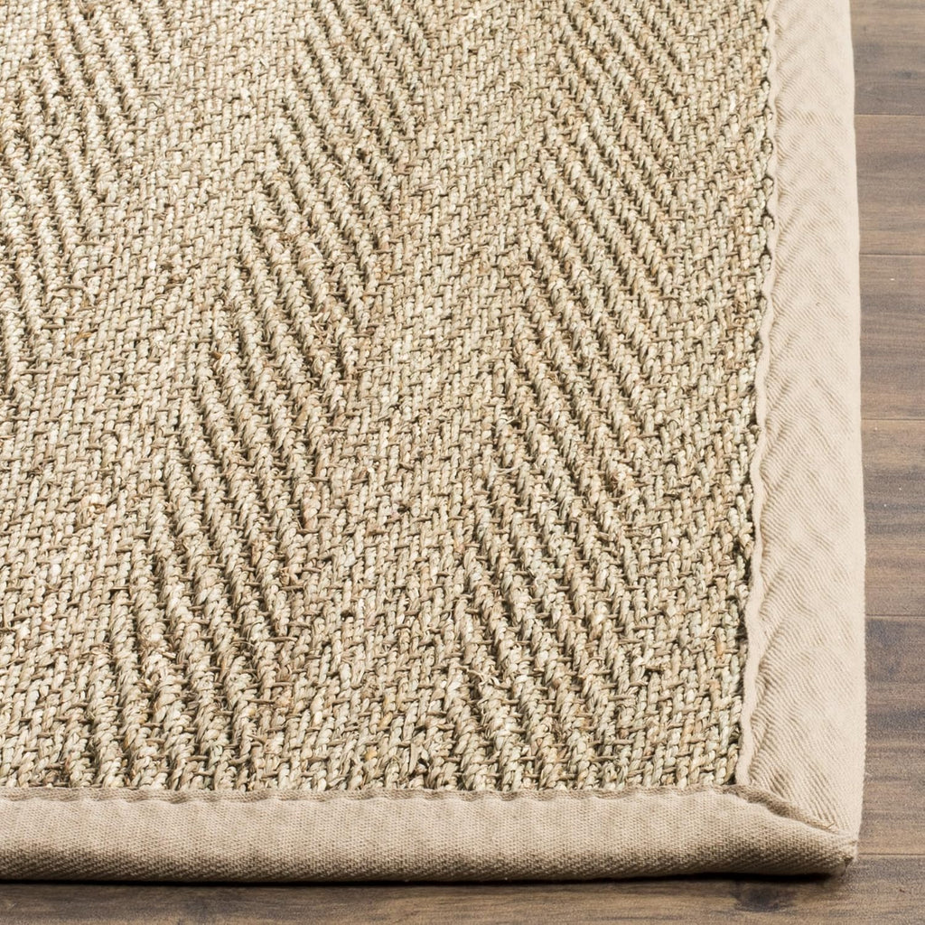 Area Rug 9x12 - Natural Fiber - Large - Natural & Beige, Seagrass, Herringbone Pattern with Border