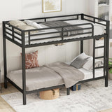 Metal Twin XL Over Twin XL Bunk Bed for Adults/Kids,Heavy Duty Adults Bunk Beds with Guardrail & Ladders,Twin XL Size