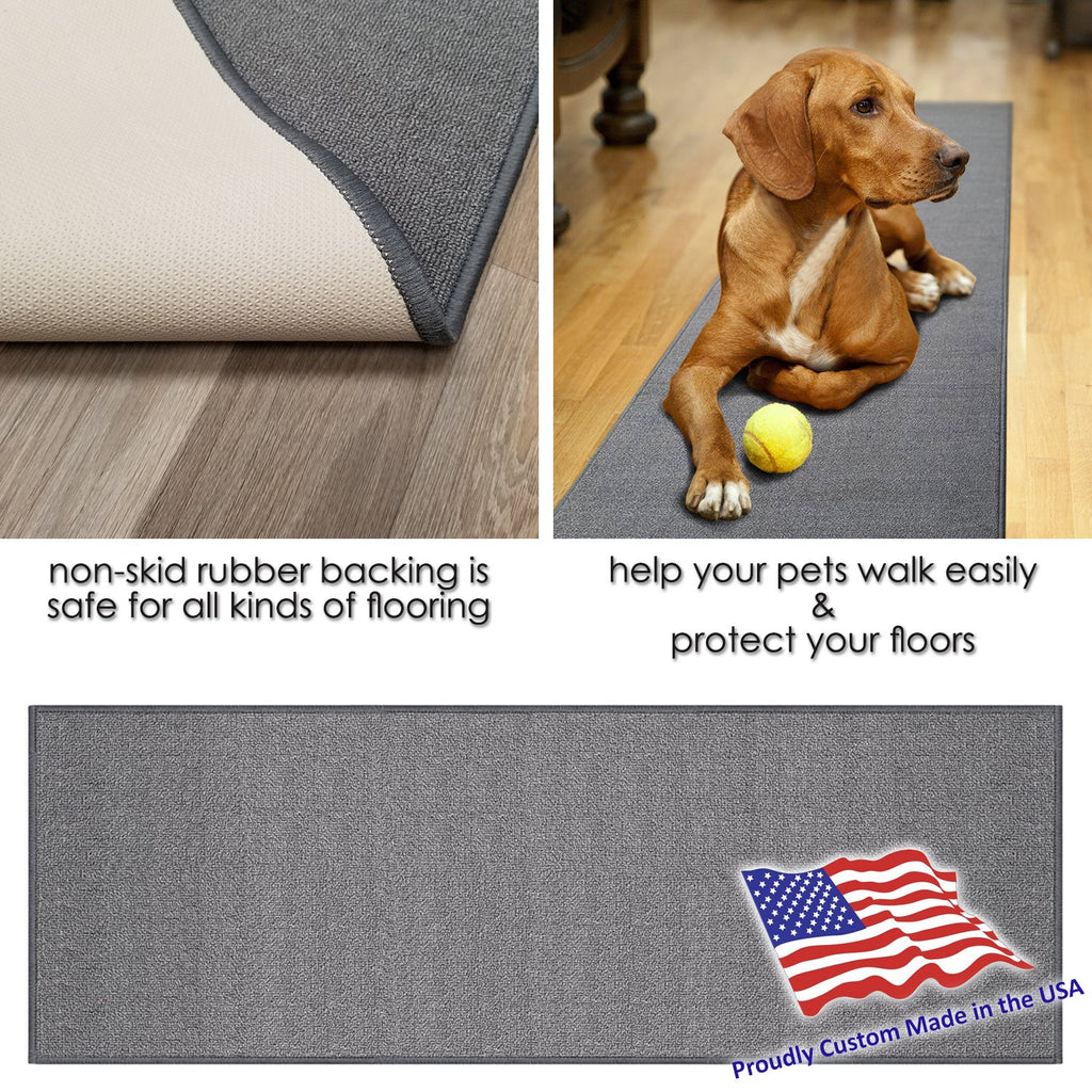 Custom Size Grey Solid Plain Rubber Backed Non-Slip Hallway Stair Runner Rug Carpet 31 inch Wide Choose Your Length