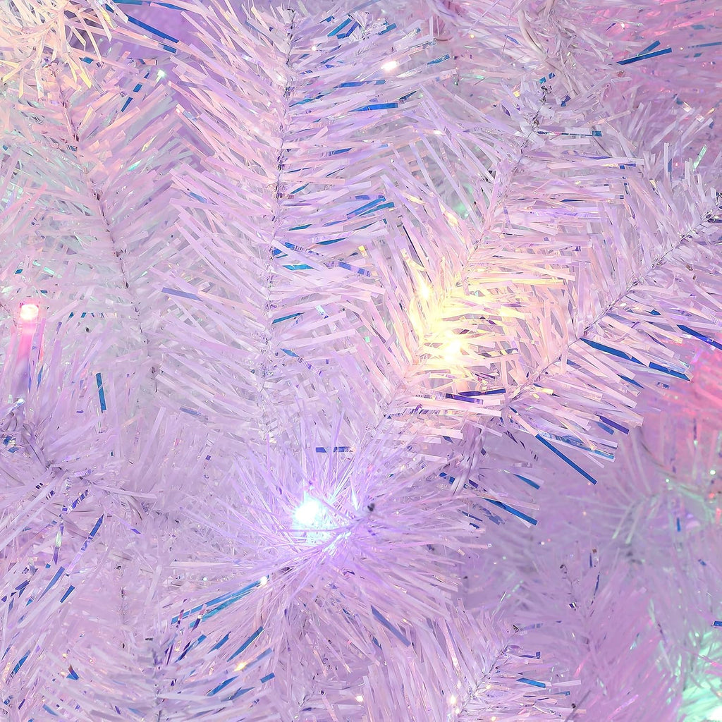 Prelit Artificial Christmas Tree with 800 Warm White Lights, Pre-Lit Snow Flocked Pencil Christmas Tree
