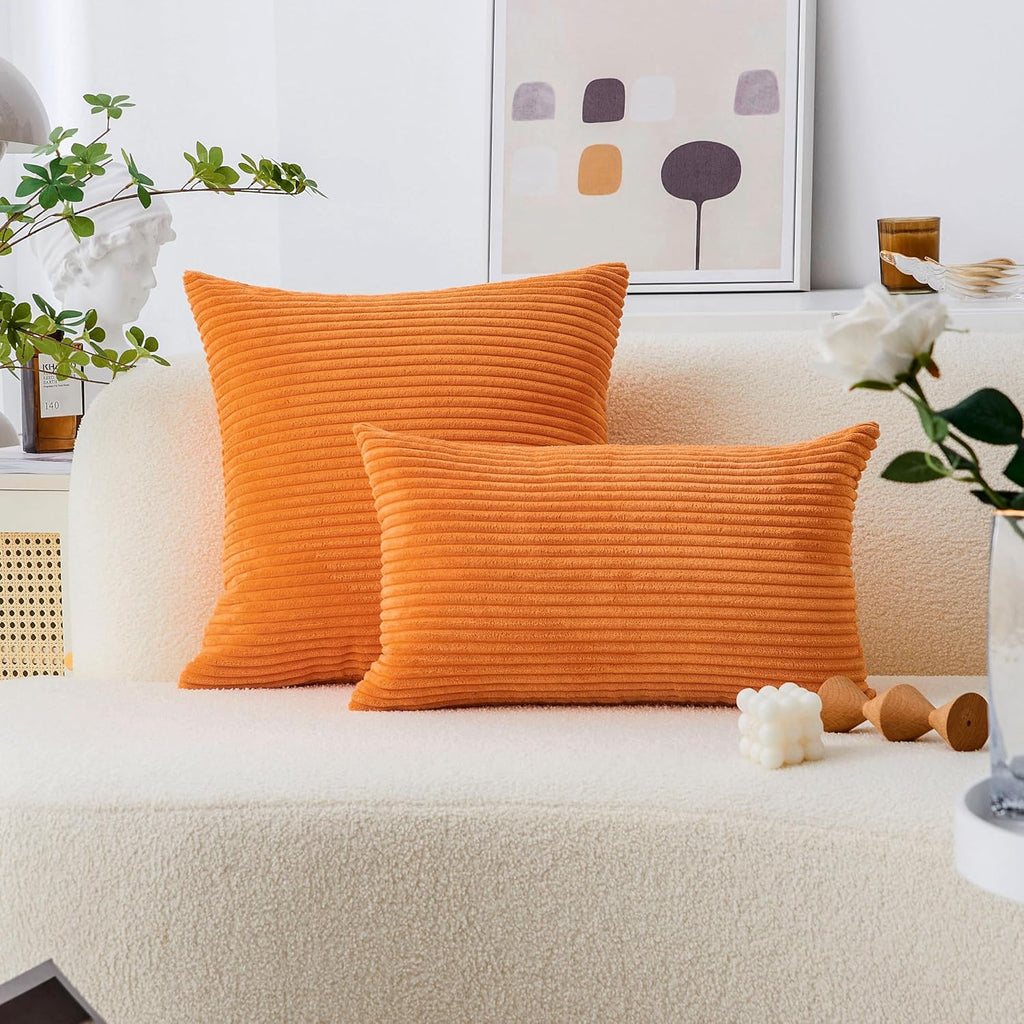 Burnt Orange Euro Shams Set of 2 Pillow Covers Super Soft Large Decorative Throw Pillow Covers for Summer Patio