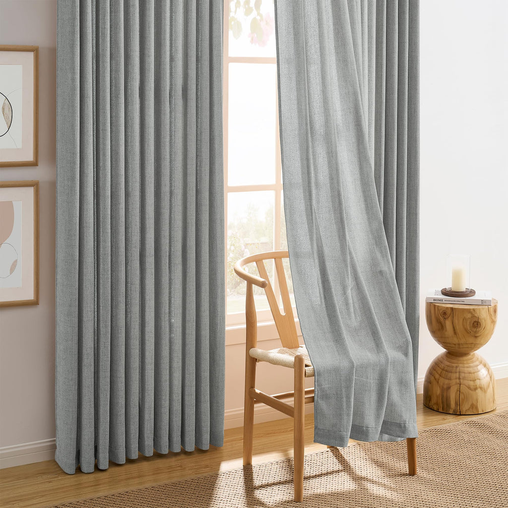 2 Panels Set Extra Long 130 Inch Curtains, Grey, 42" Wide by 130"