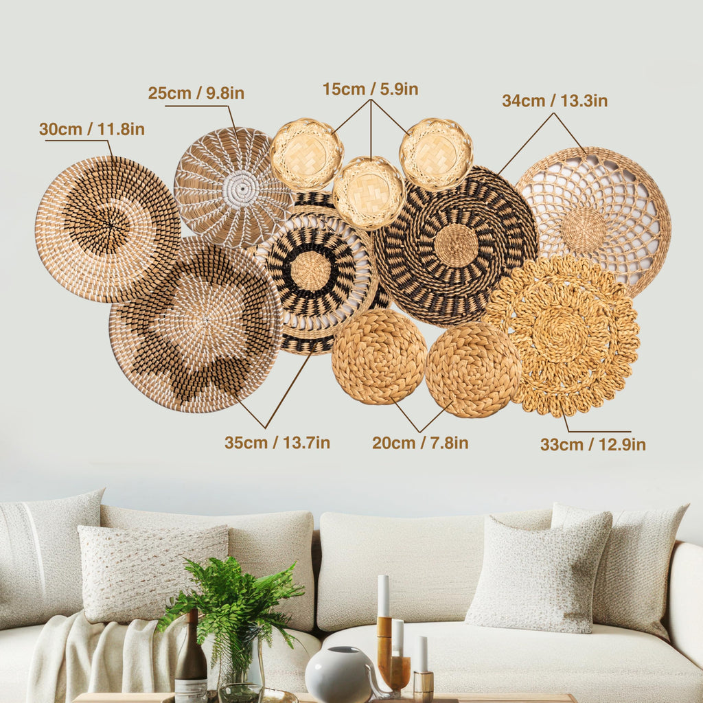 Woven Basket Wall Decor, Set of 12, Classic