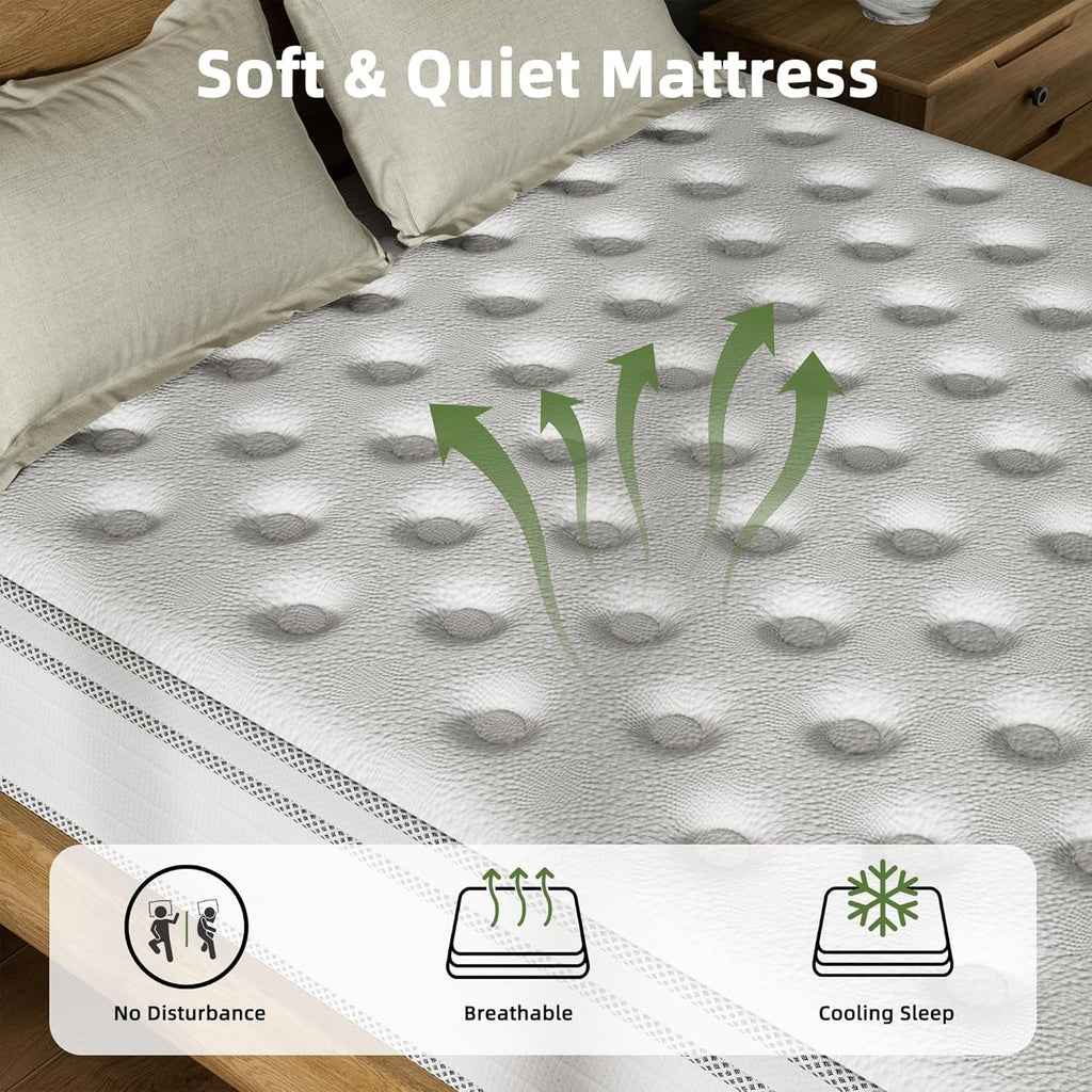 Full Mattress 12 Inch, Hybrid Spring Mattress, Medium Firm | Cool Sleep & Pressure Relief, Fiberglass-Free
