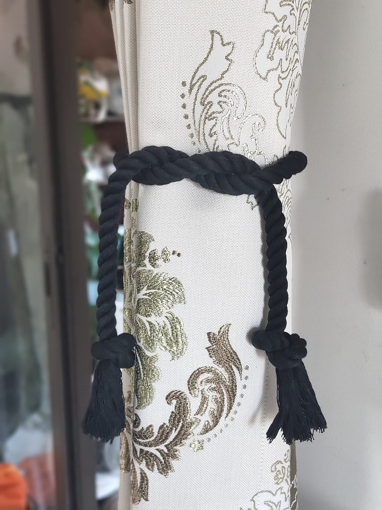 Curtain Ties Rope, Outdoor Curtain Tiebacks Gazebo Pergola Cabana, Natural Cotton Curtain Holders, Village - 8 Pack