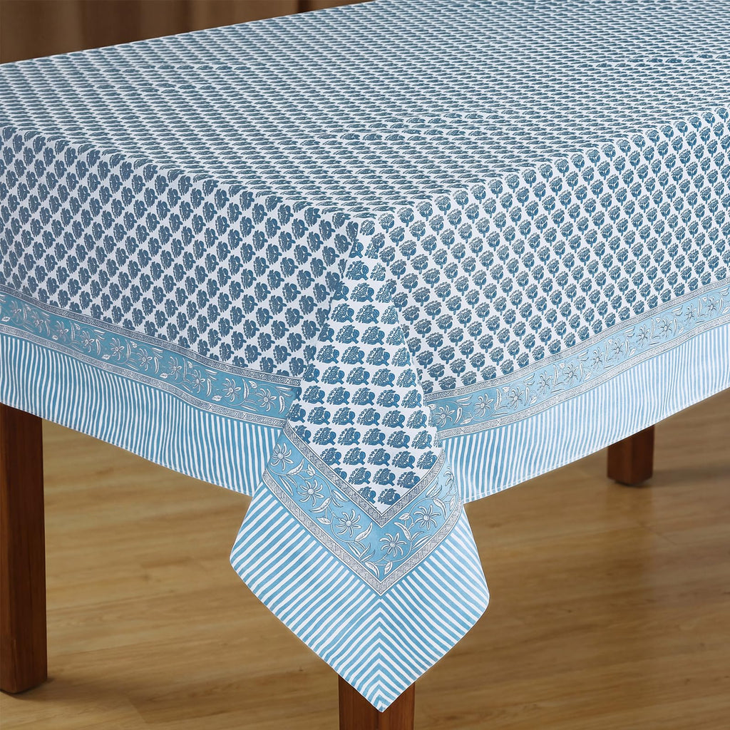 Cotton Tablecloth 60'' X 90'' Indian Block Blue