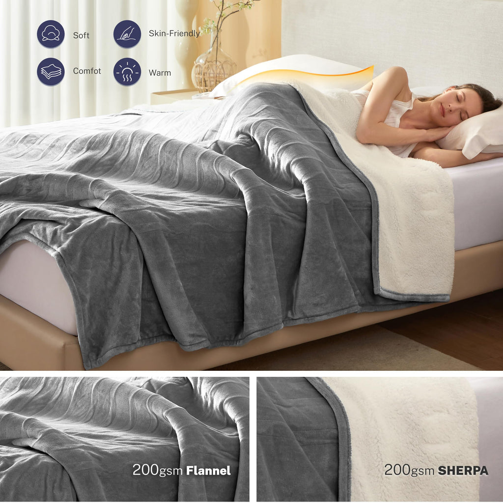 Electric Blanket 84"x90" Heated Electric Blankets 10 Heating 12 Time Settings Levels 8 Hours Auto Off Fast