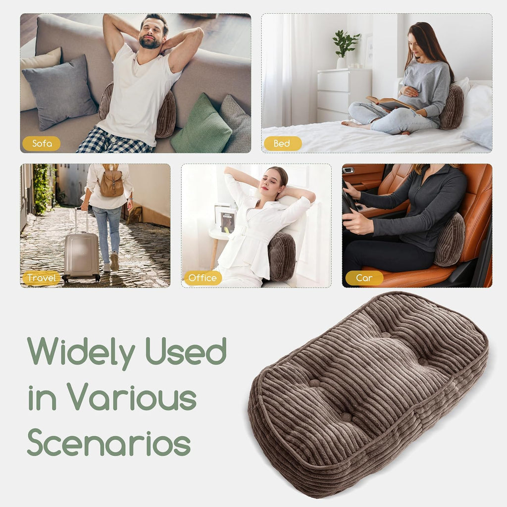 Lumbar Support Pillow for Recliner Chair/Accent Chair/Couch/Office Chair, Tufted Corduroy Back Support Cushion for