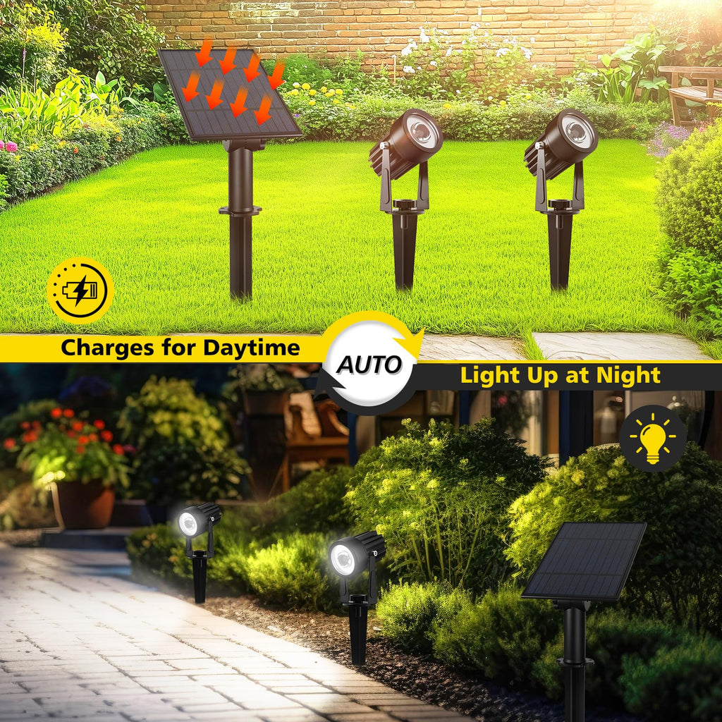 Solar Spot Lights Outdoor, Dual Head Solar Spotlights, Cool White