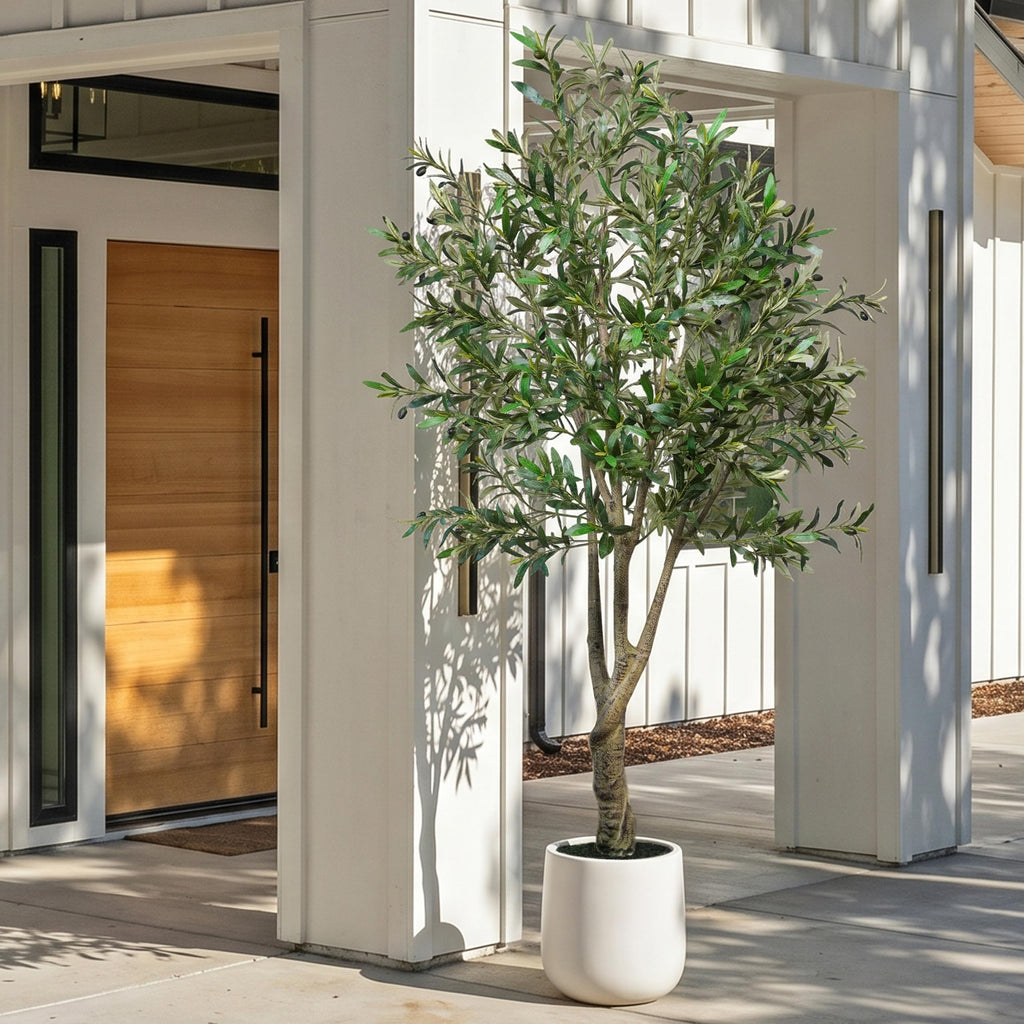 7Ft Olive Tree Artificial Indoor Faux Olive Tree with Elegant Large Planter