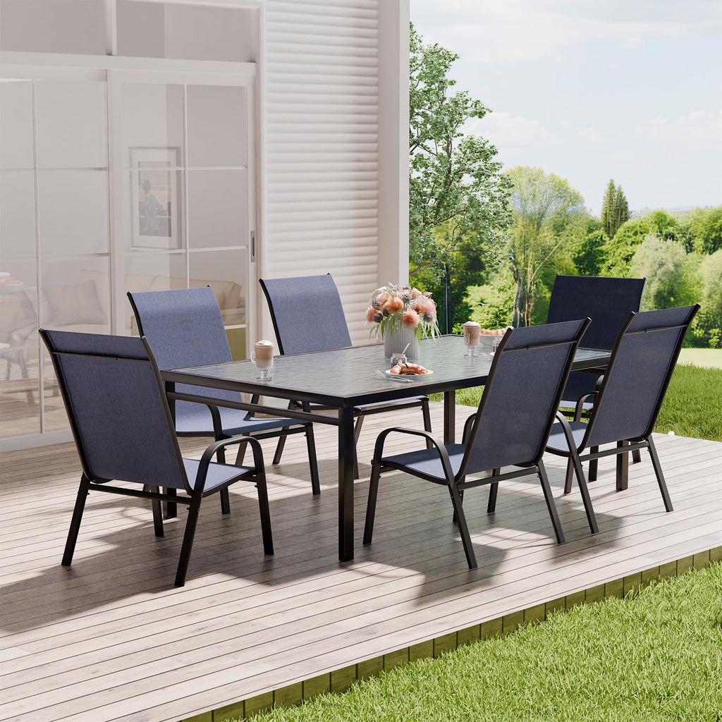 Patio Chairs Set of 8, Stackable Outdoor Dining Chairs for All Weather, Metal Modern Outside Furniture Chair for Pool
