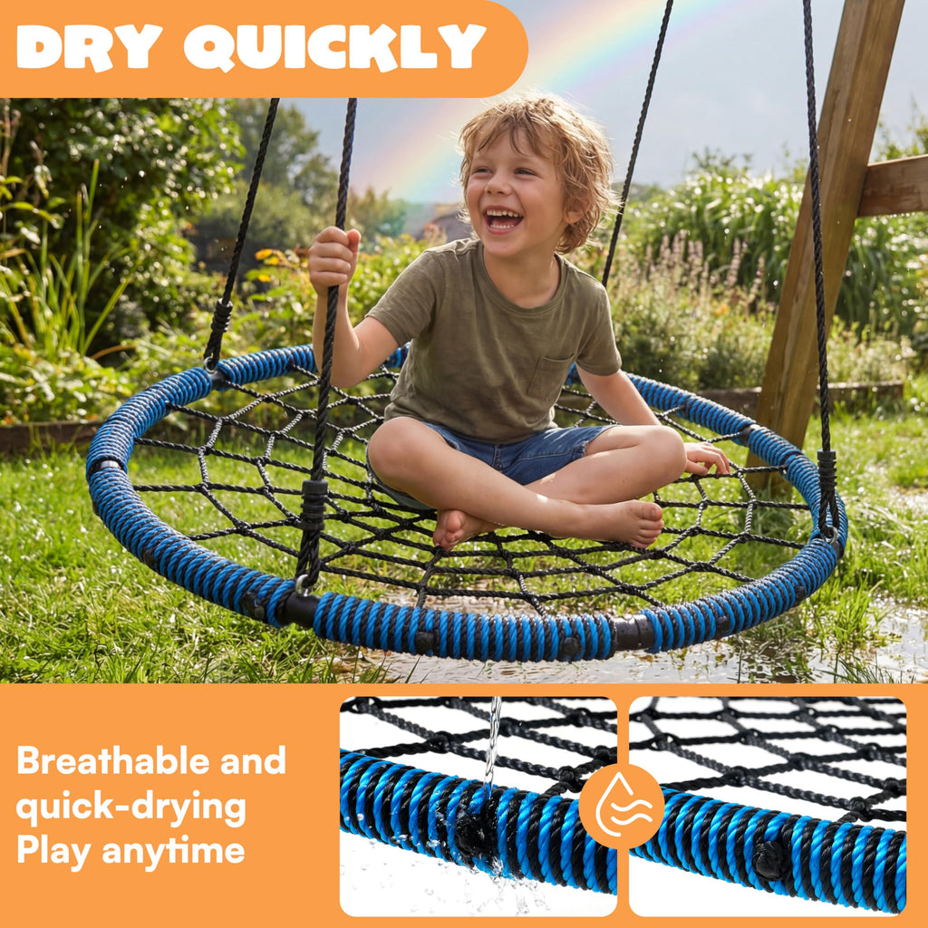 40 Inch Spider Web Saucer Swing, 750lbs Heavy Duty Tree Swings for Kids Outdoor, Net Swing for Backyard & Playground