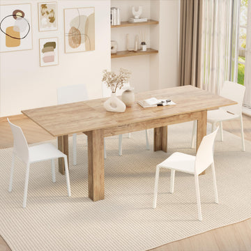 Easy, Extendable Dining Table, 55, 1(86, 6) x35, 4 in, Oak, for 6-8 People, Expandable Dining Table, Italian Furniture