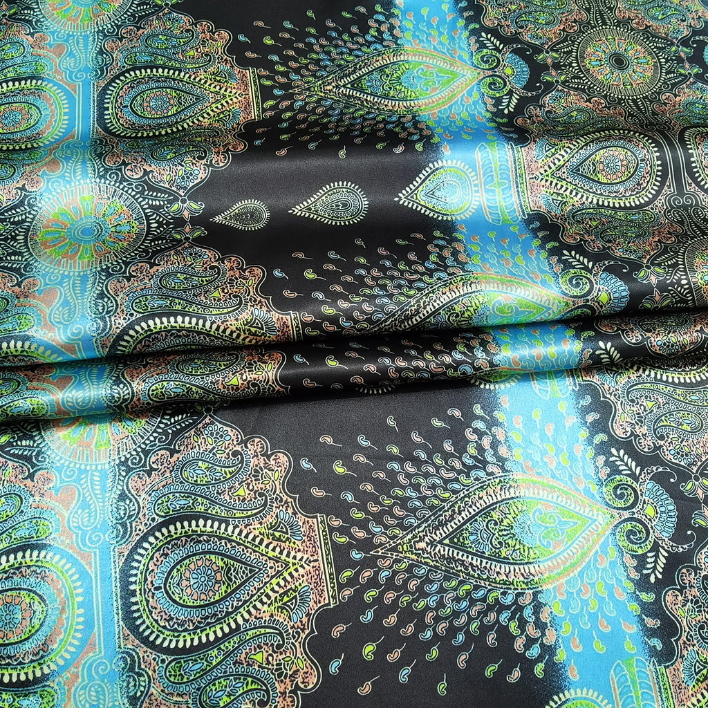 Paisley Patchwork Printed Satin Fabric Clothing Lining Sewing Material