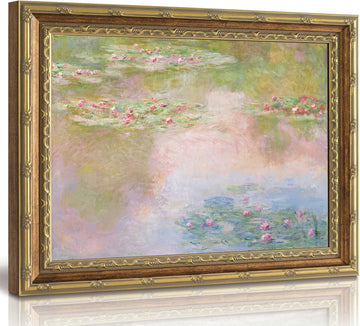 Water Lily Wall Art Vintage Gold Framed Wall Decor 16x24 In