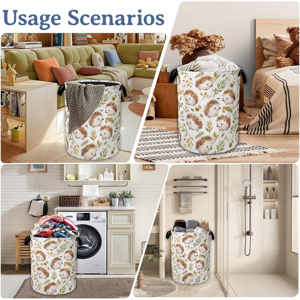 Cute Hedgehog Laundry Basket,Oxford Cloth Laundry Hamper With Handle Foldable Portable Clothes Storage Basket for