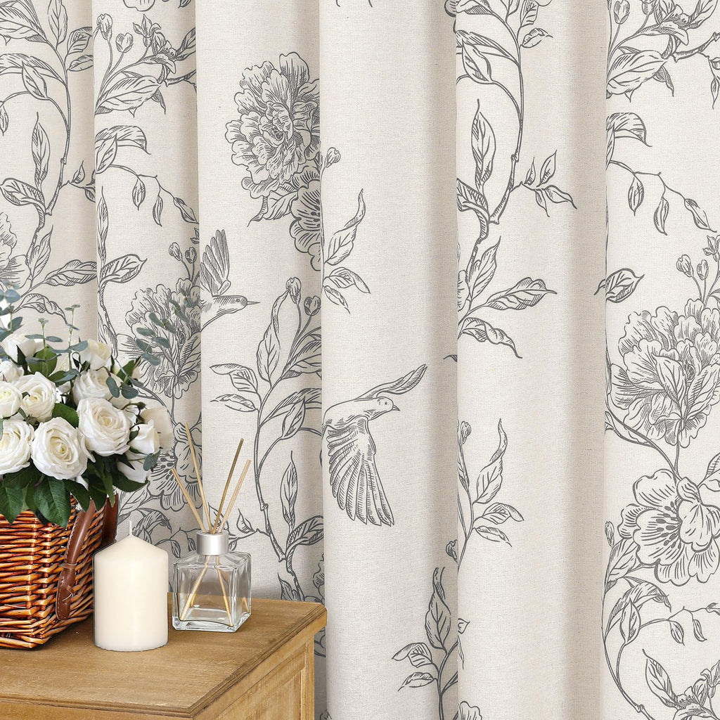 Grey Cotton Boho Hummingbird Shower Curtains, 72 x 72
