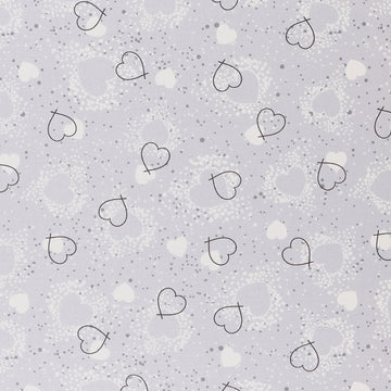 Hearts Adored Cotton Fabric, Grey Cut by The Yard