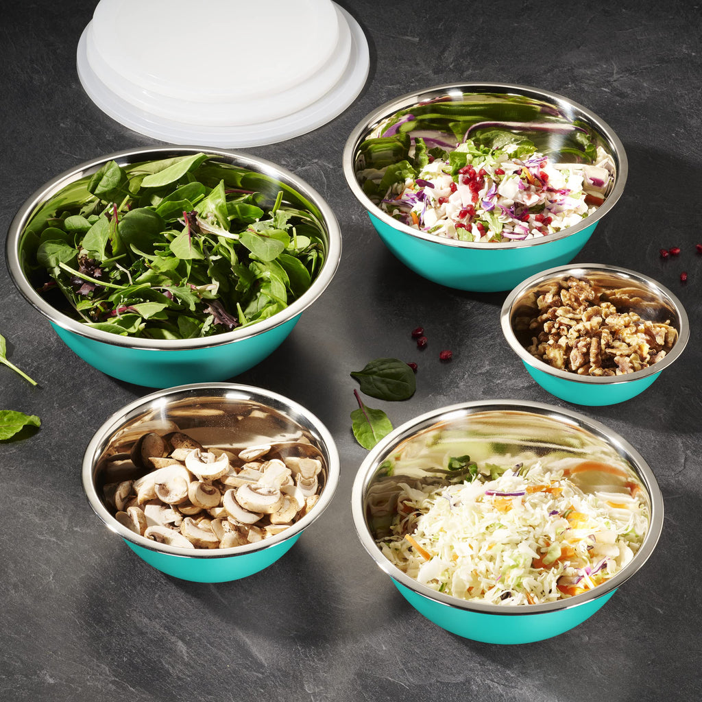 Stainless Steel Mixing Bowl Set with Lids for Food Prep & Storage