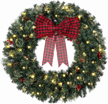 36 in Pre-Lit Crestwood Spruce Artificial Christmas Wreath, Green