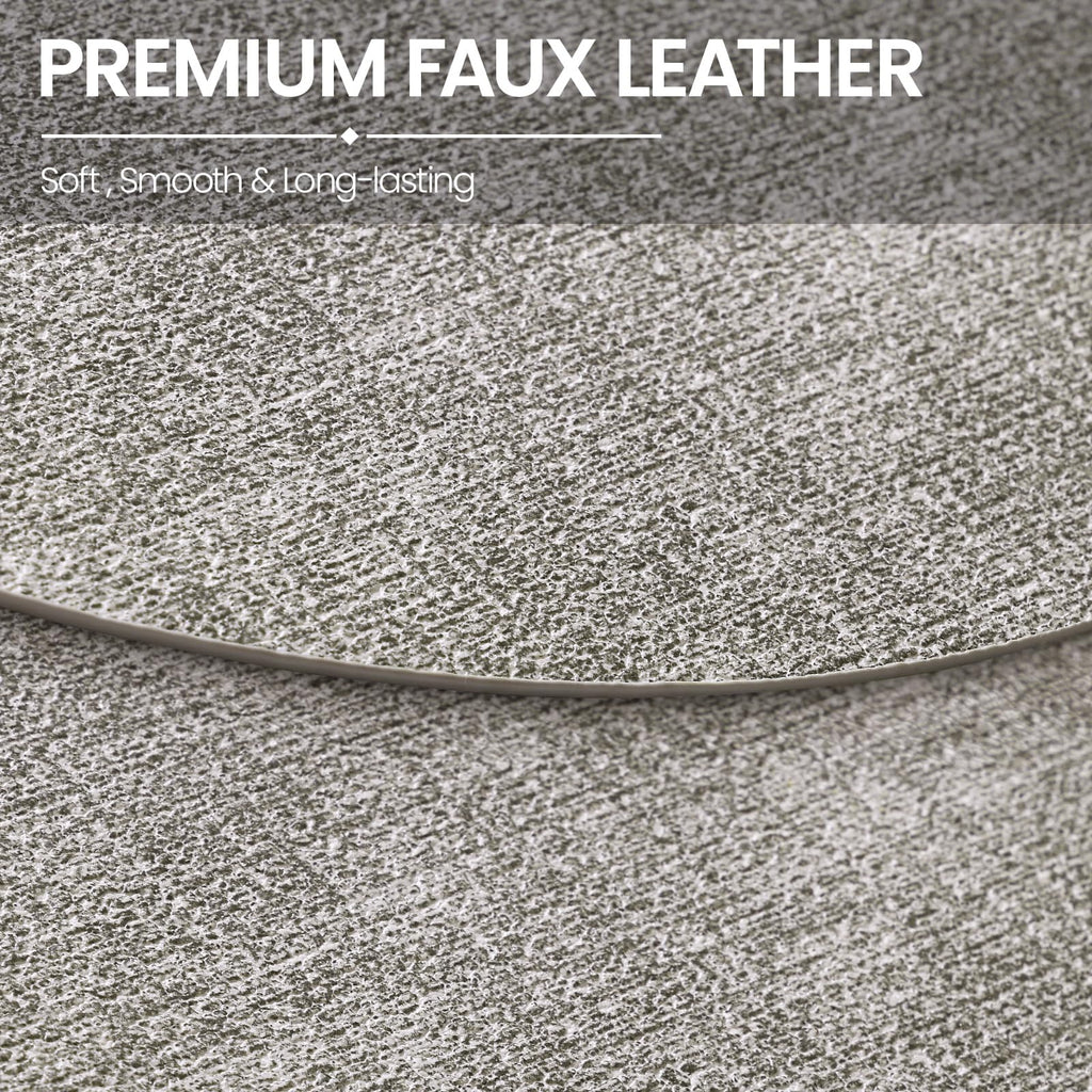 Oval Faux Leather Placemats Set of 4, Easy to Clean, Light Grey