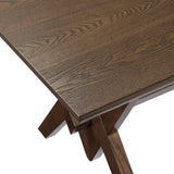 Farmhouse Dining Table for 6, 63 Inch Rectangular Wooden Kitchen Table with Double V Base, Rustic Dining Table with