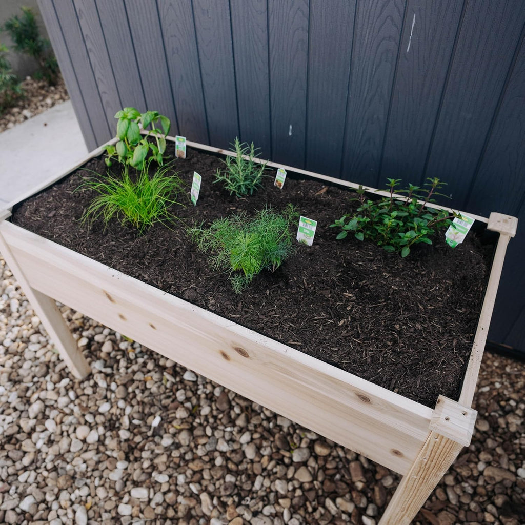 Expressions Wooden Raised Garden Bed | 48" x 24" x 30" Elevated Planter Box with Included Bed Liner | Outdoor