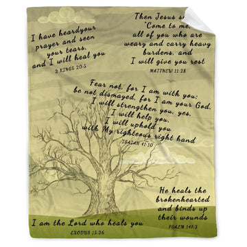 Tree Healing Scripture Bible Verse Fleece Throw Sympathy Prayer Blanket Religious Christian Inspirational Gifts for