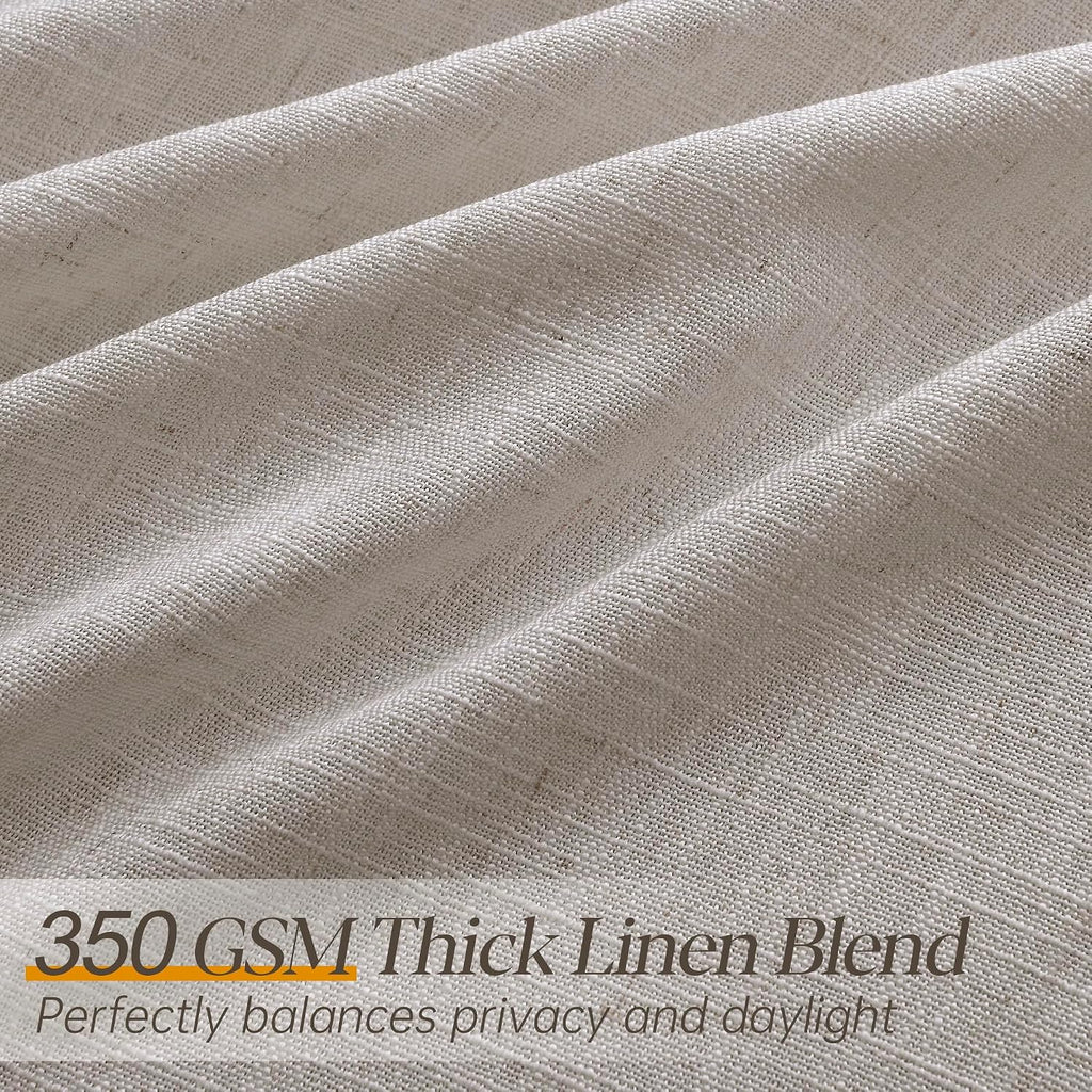 Pinch Pleated Linen Curtains 90 Inches Long 2 Panels for Living Room Bedroom Light Filtering Curtain Memory Shape