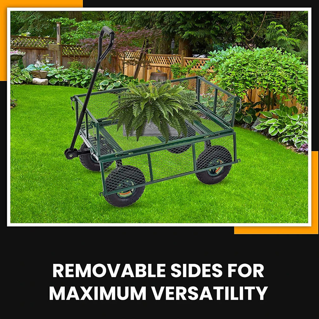 Carts - GW3418-GR Steel Utility Garden Wagon, 400 lb. Load Capacity, 21-3/4" Height x 34" Length x 18" Width