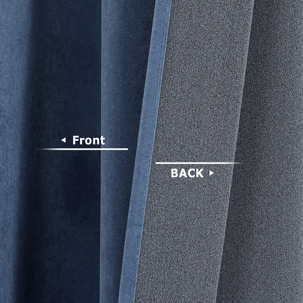 Ocean Blue Velvet Blackout Curtains 52x108, 2 Panels