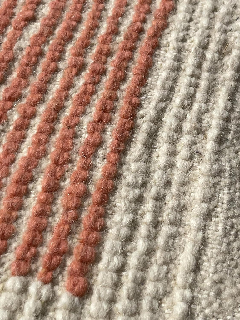 Wool Area Rug 6' x 9' - Handmade Berber Shag, Modern Geometric Color Block Design, Ivory/Cream with Navy and