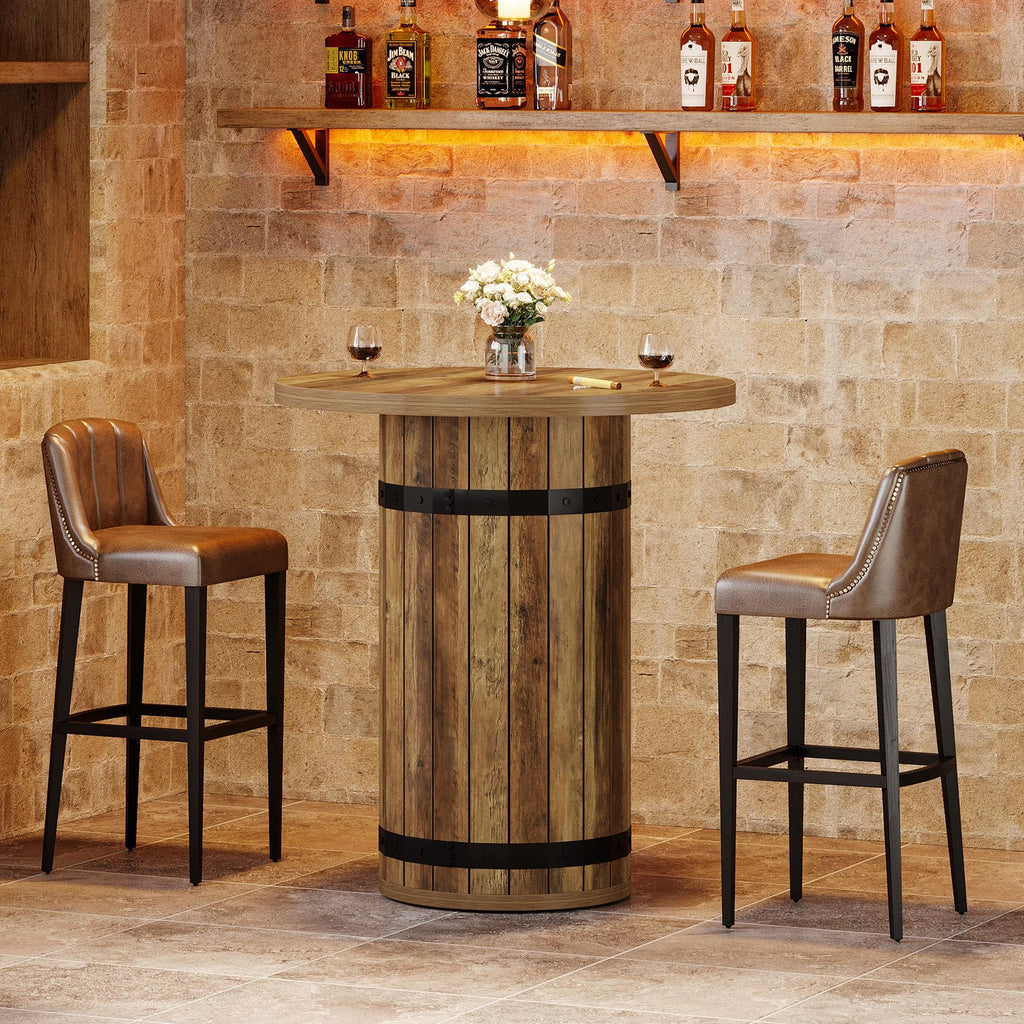 Round Bar Table, 39.4-Inch Bar Height, Bistro Pub Table