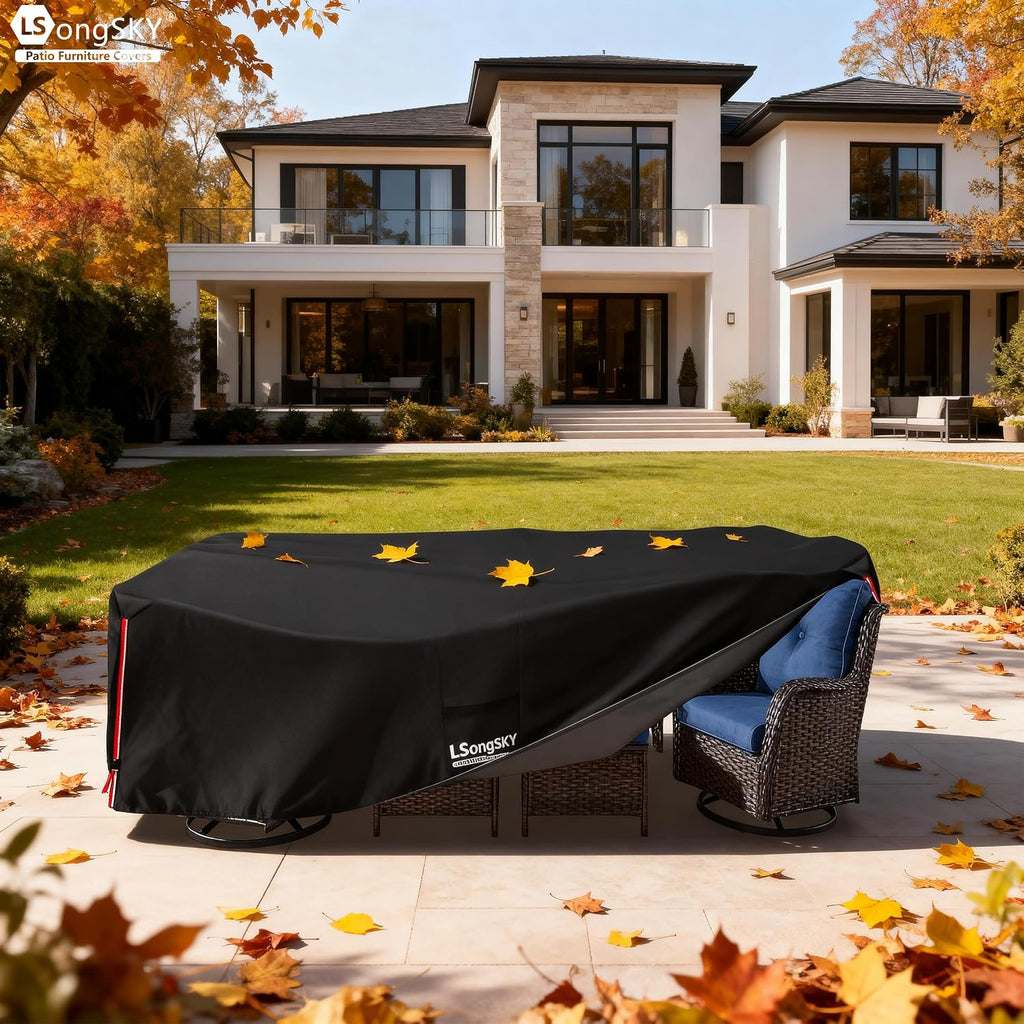 Outdoor Furniture Covers Waterproof,600D Heavy Duty Patio Furniture Covers for 6/7/8 PCS Sets Sectional Sofa Couch