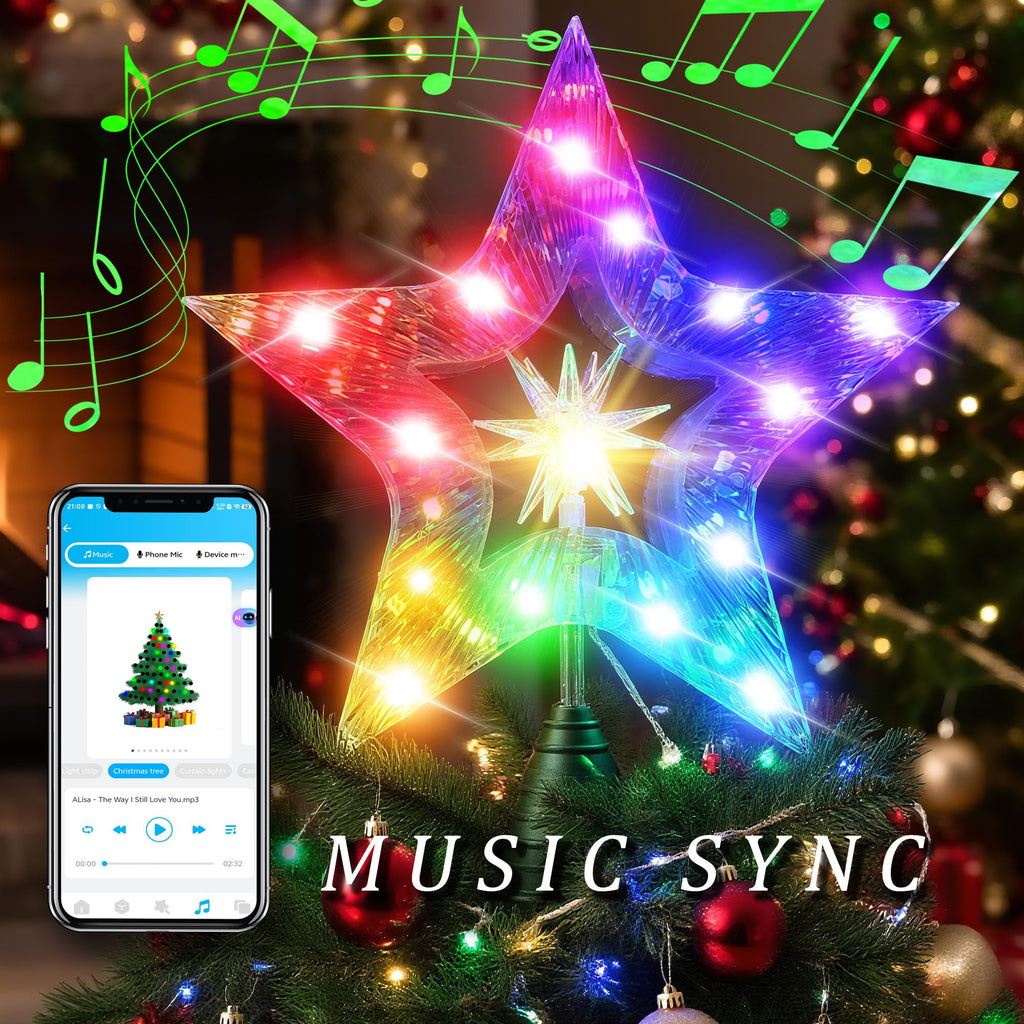 10" 31 LEDs Smart Christmas Tree Star Topper with Lights